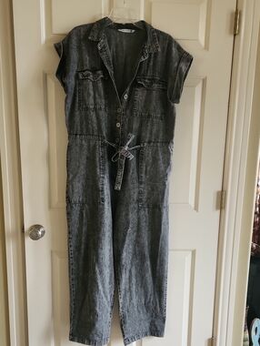 Black Denim Utility Jumpsuit